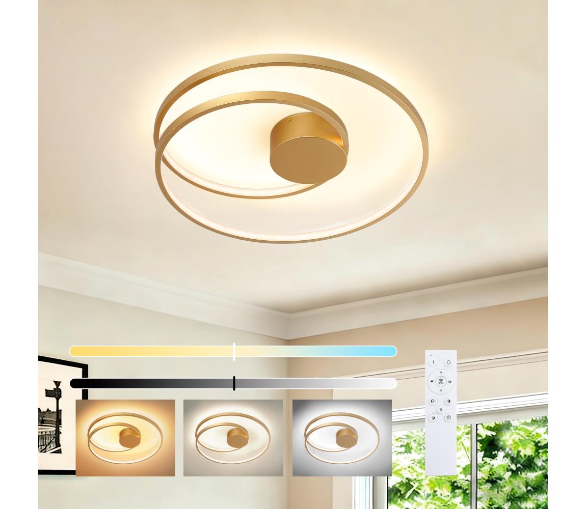 Brilagi Stmievateľné LED stropné svietidlo TWISTER LED/48W/230V pr. 50 cm zlaté + diaľkový ovládač BRI494