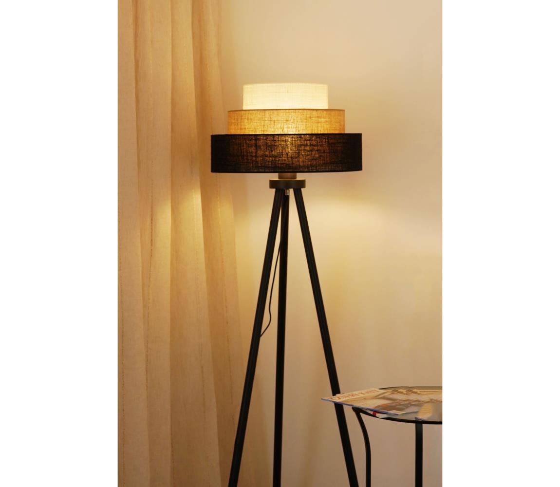 Brilagi Stojacia lampa ASPEN LUNETA 1xE27/15W/230V čierna/béžová/krémová