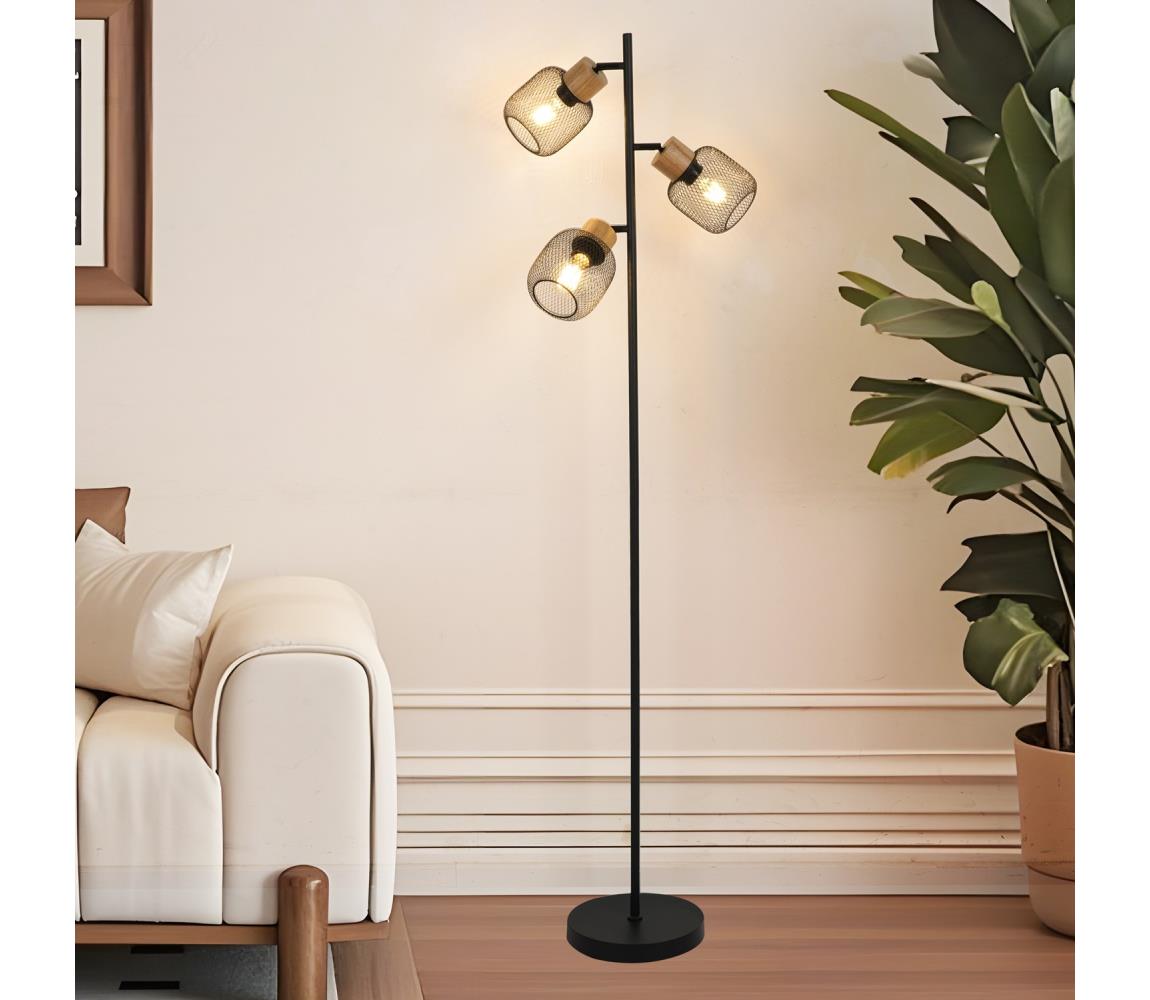 Brilagi Stojacia lampa BASKLITE 3xE14/15W/230V kaučukovník/čierna BRI425