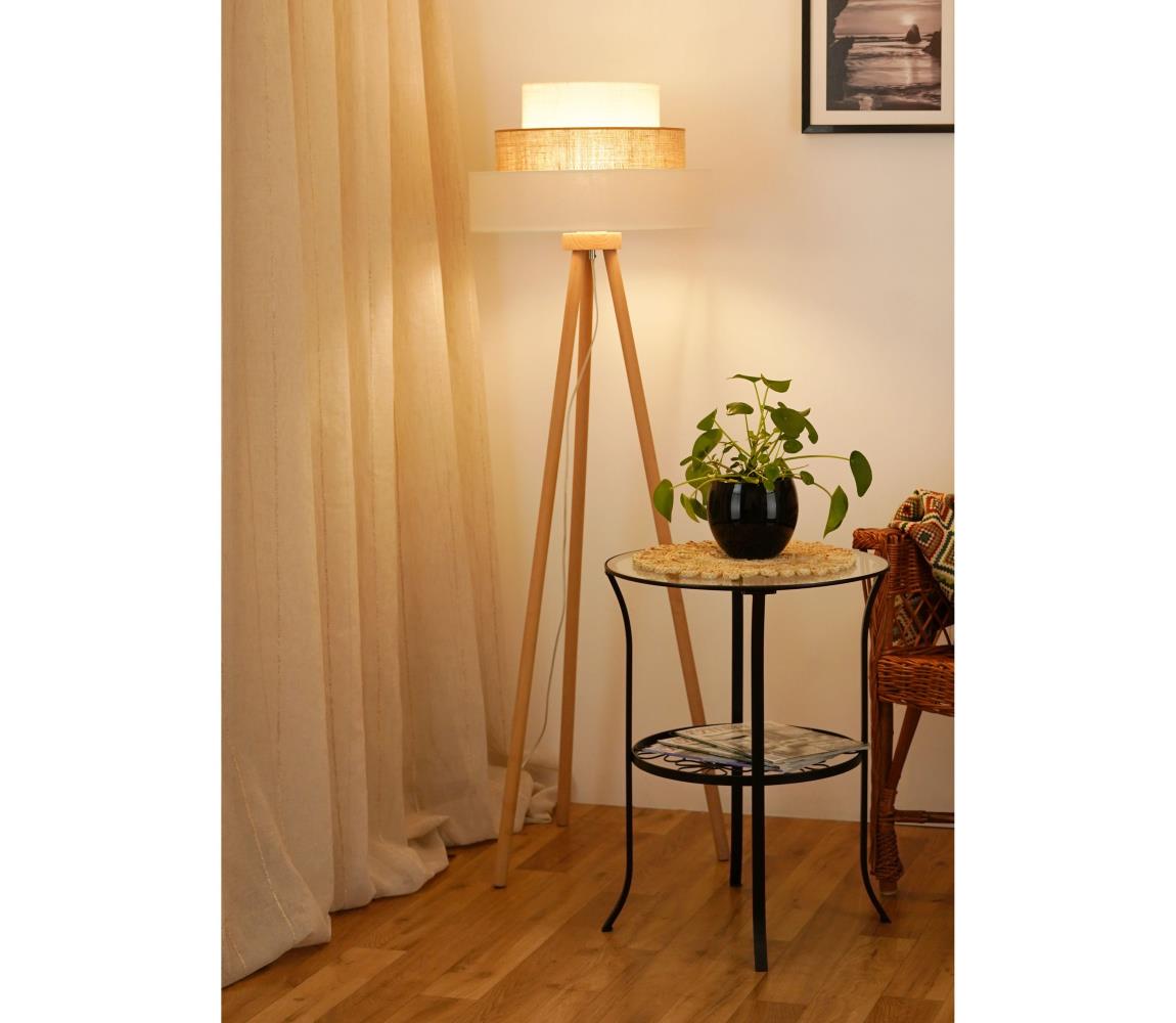 Brilagi Stojacia lampa DENVER LUNETA 1xE27/15W/230V béžová/hnedá/krémová