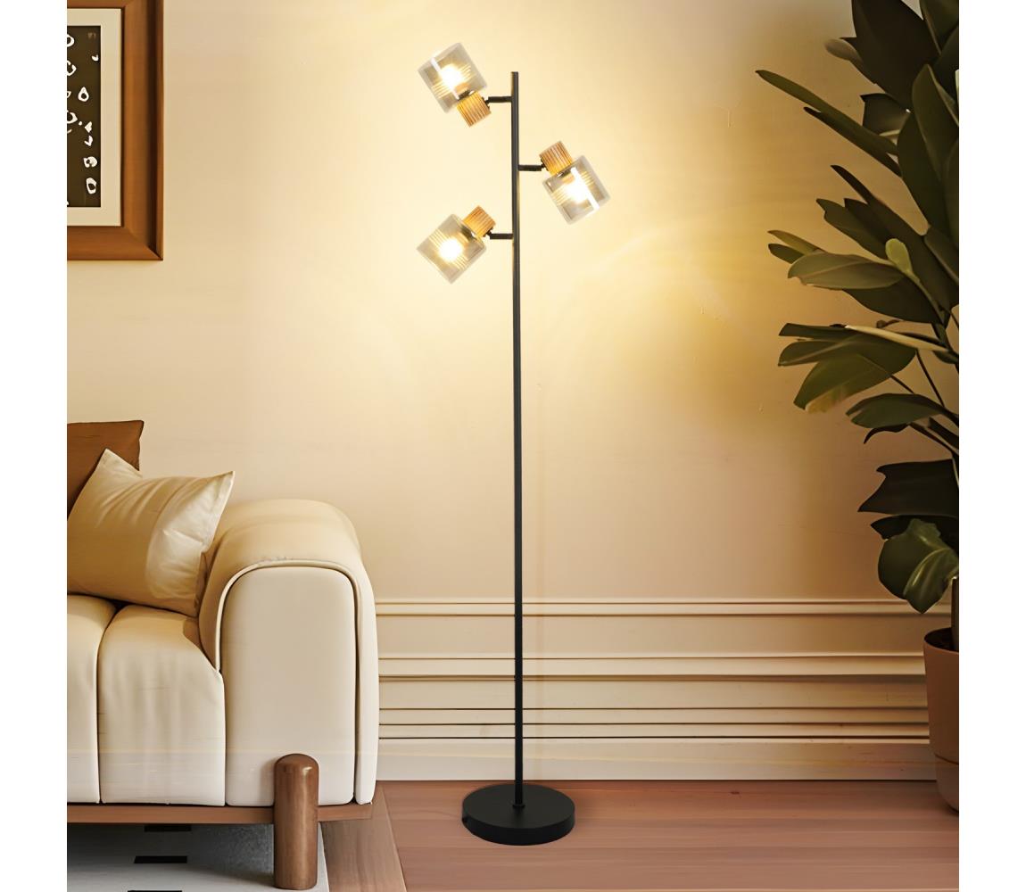 Brilagi Stojacia lampa HYGGE 3xE14/15W/230V kaučukovník/dymová BRI408