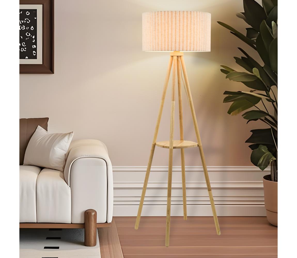 Brilagi Stojacia lampa NORDIC WAVE 1xE27/15W/230V kaučukovník/ľan BRI429