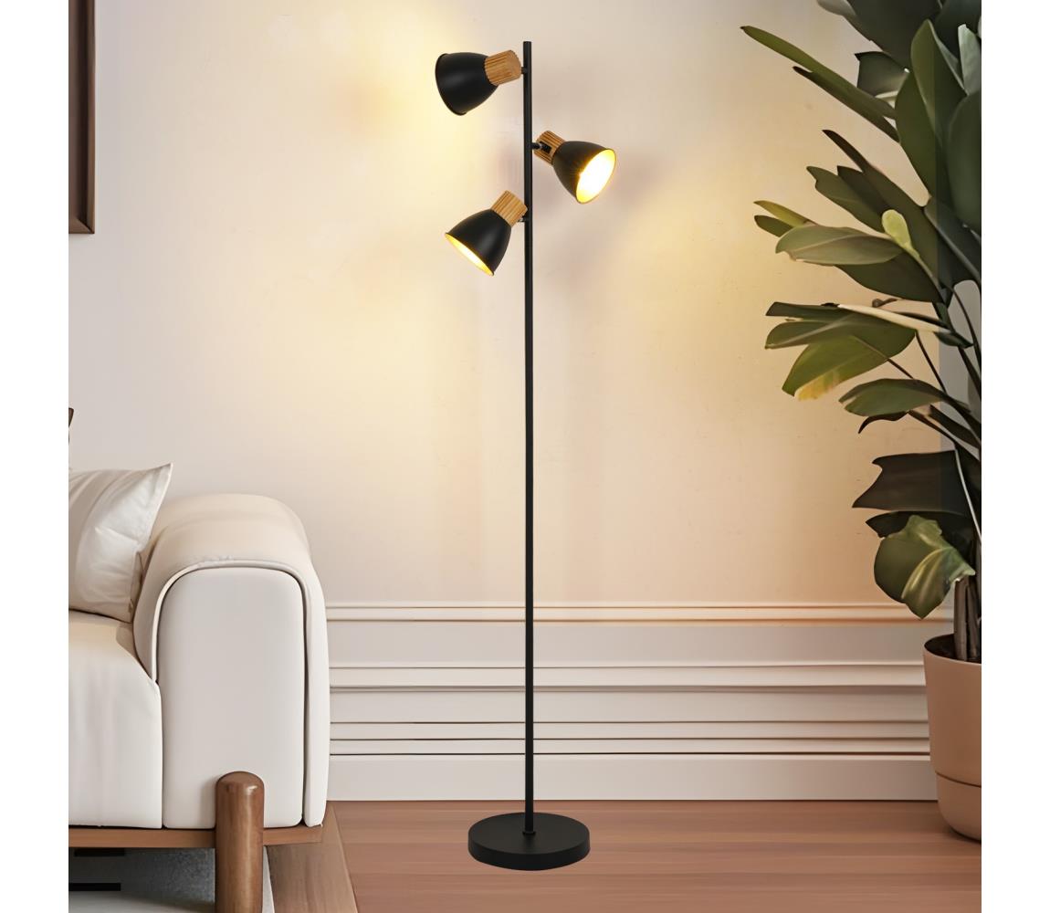 Brilagi Stojacia lampa ODENSE 3xE14/10W/230V kaučukovník/čierna BRI419