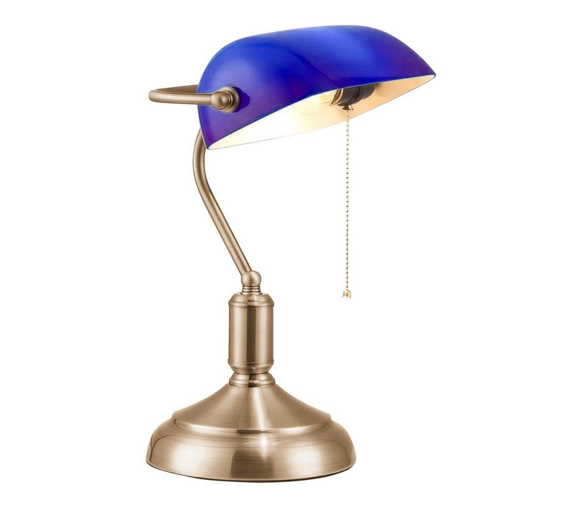 Brilagi Stolná lampa BANK OFFICE 1xE27/60W/230V mosadz/modrá