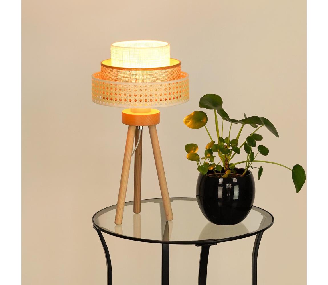 Brilagi Stolná lampa CEDAR LUNETA 1xE27/15W/230V ratan/hnedá/krémová