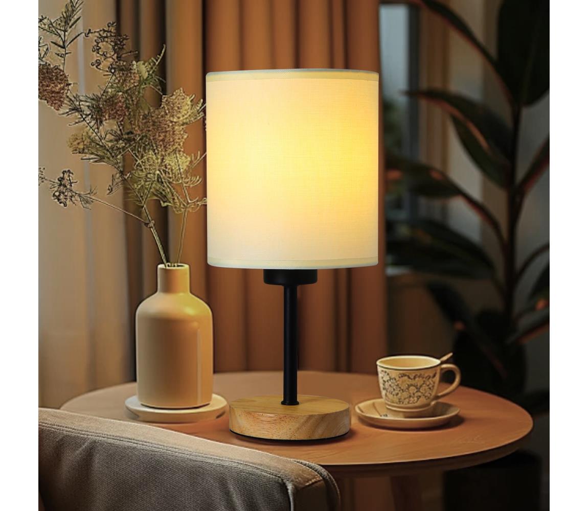 Brilagi Stolná lampa NUBILA WOOD 1xE27/25W/230V dub/čierna/krémová