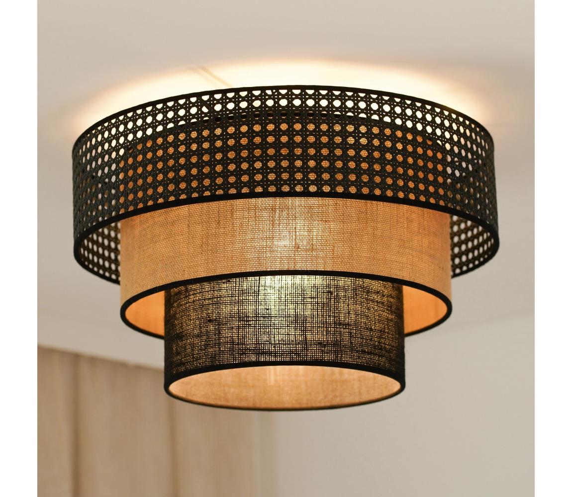 Brilagi Stropné svietidlo DAKOTA LUNETA 1xE27/15W/230V pr. 45 cm čierna/ratan