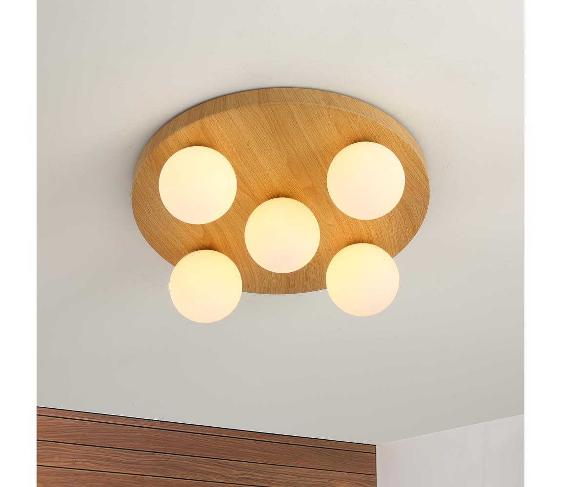 Brilagi Stropné svietidlo LUND WOOD 5xG9/9W/230V priemer 40 cm kaučukovník BRI453