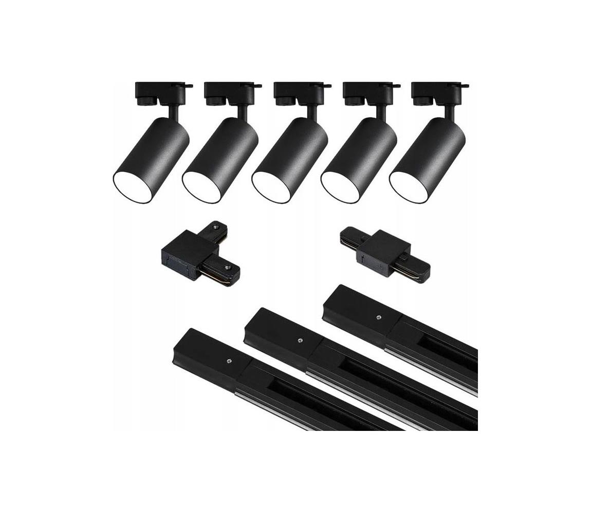 Donoci Bodové svietidlo v lištovom systéme 5xGU10/25W/230V 3 m čierna