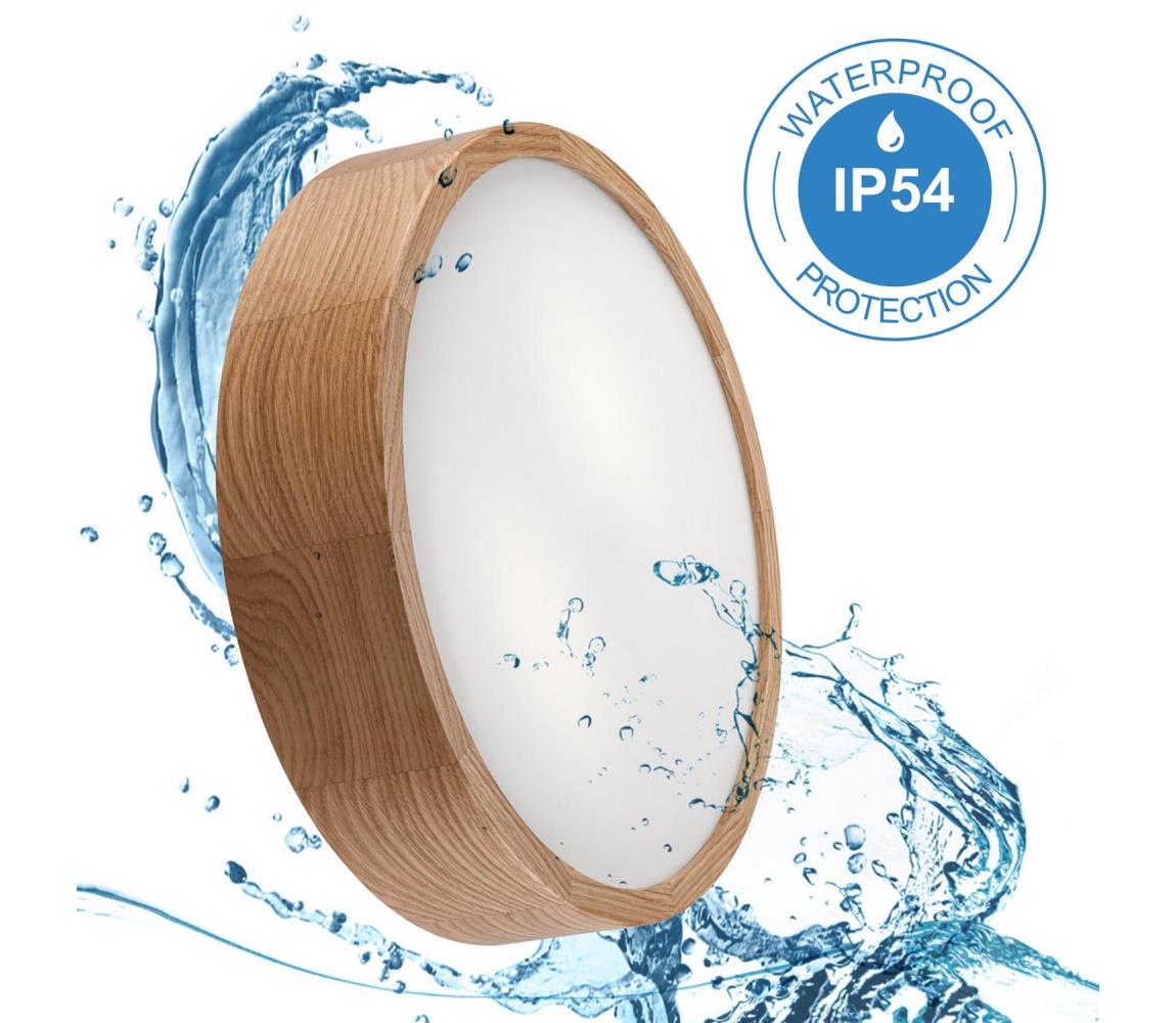 Donoci Kúpeľňové stropné svietidlo OAK 3xE27/15W/230V dub ø 37 cm IP54