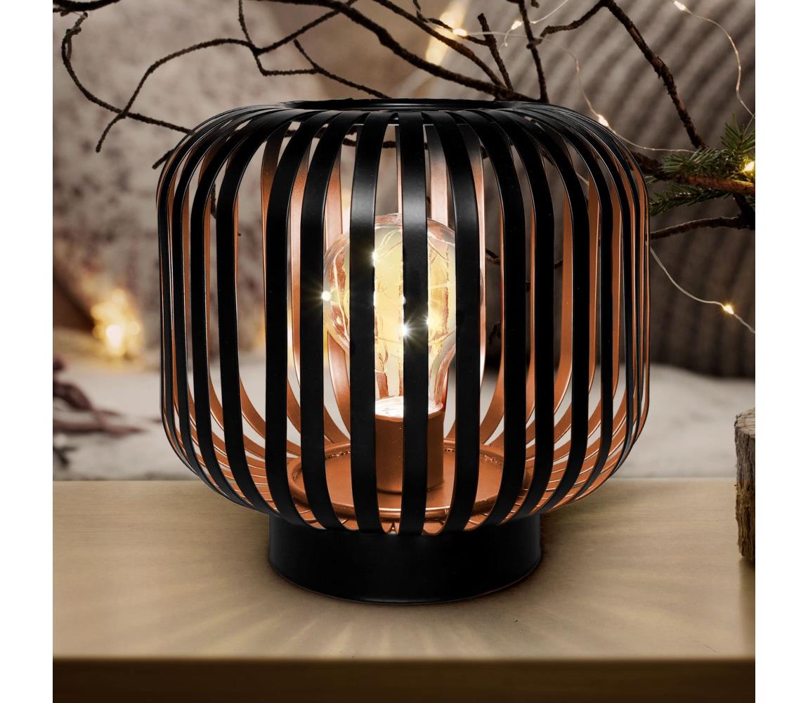 Donoci LED Dekoračná stolná lampa LED/3xAA čierna/meď WO3103