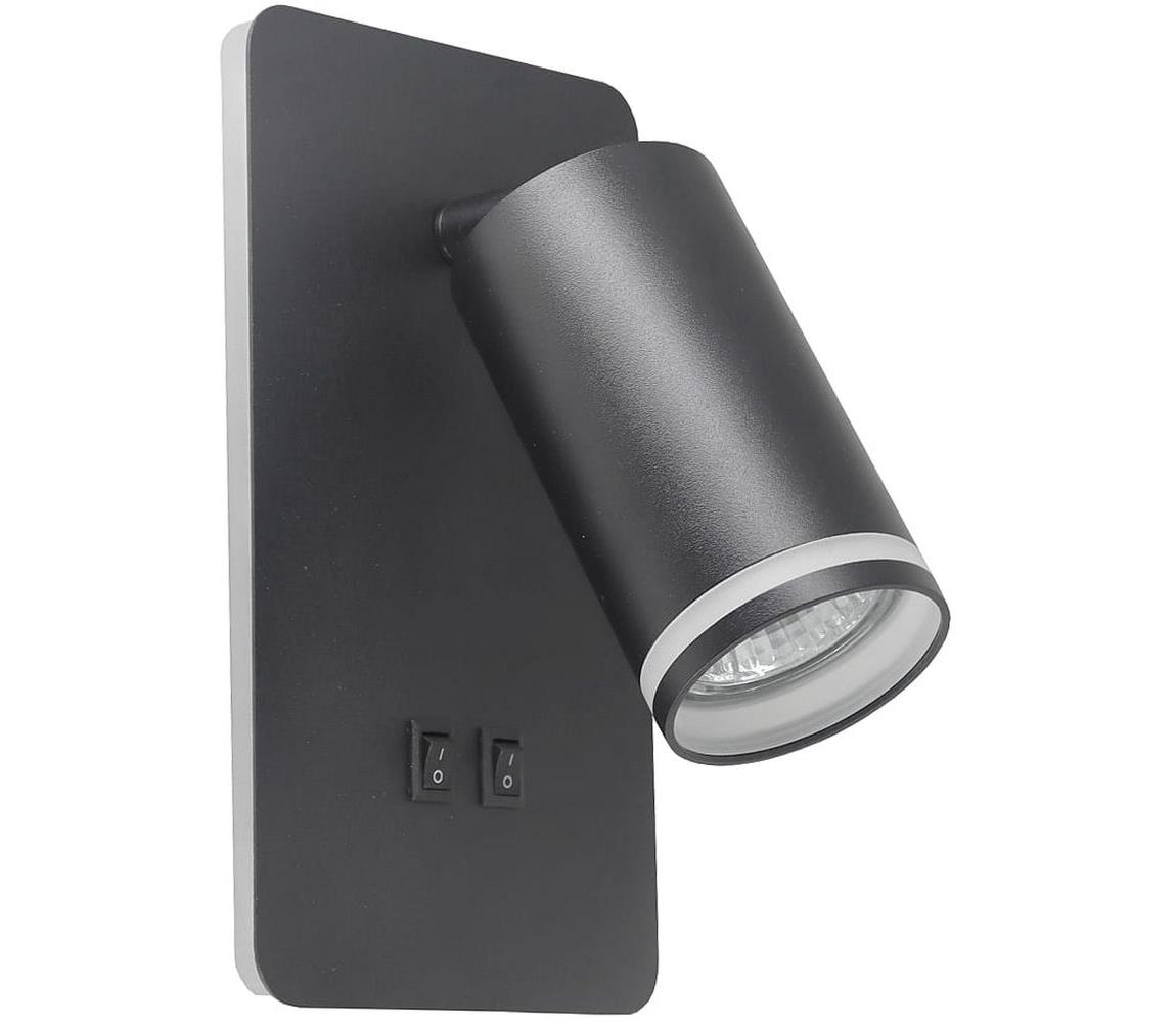 Donoci LED Nástenné bodové svietidlo PARIS 1xGU10/10W/230V + LED/6W/230V čierna