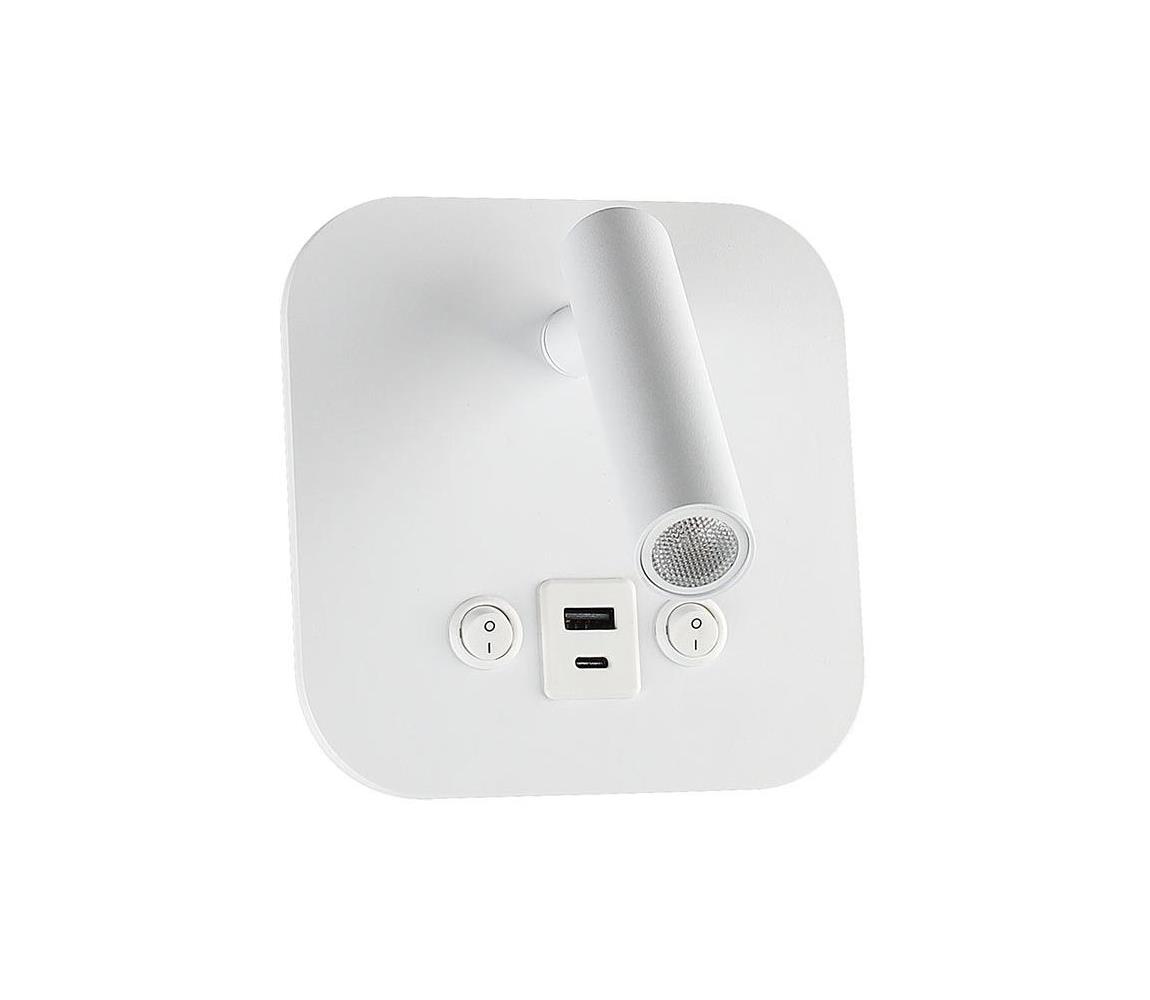 Donoci LED nástenné bodové svietidlo s USB portom LED/8W/230V 3000K biela 240026