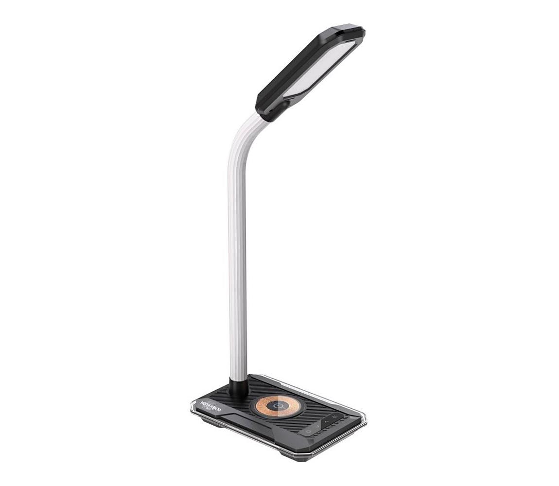 Donoci LED RGBW Stmievateľná stolná lampa s Qi nabíjaním 30W/230V čierna
