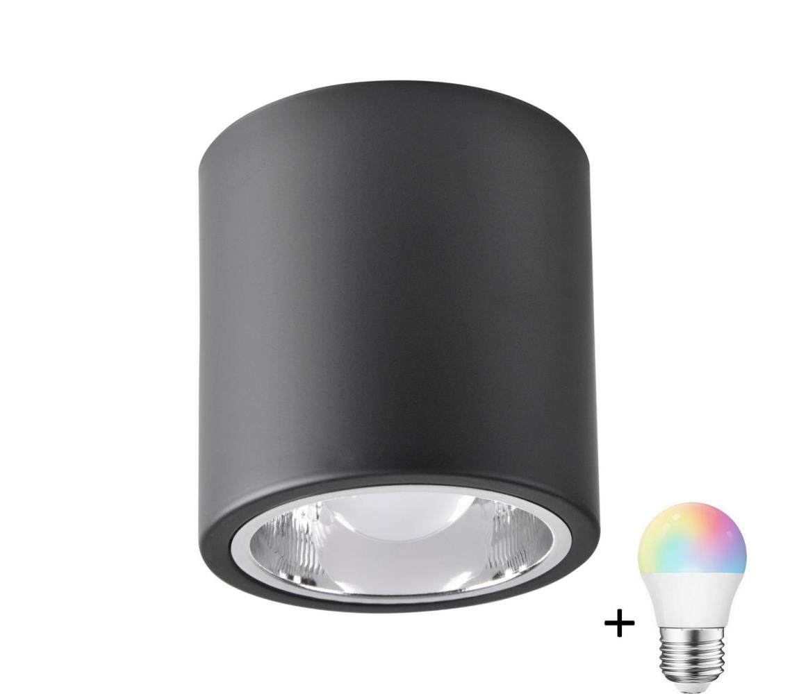 Donoci LED RGBW stmievateľné bodové svietidlo JUPITER 1xE27/6,5W/230V pr. 13 cm čierna