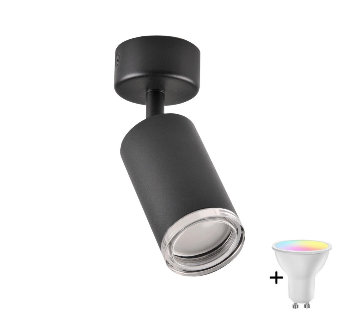 Donoci LED RGBW stmievateľné kúpeľňové bodové svietidlo TURYN 1xGU10/6,5W/230V IP44 čierne SA1913+AI0589
