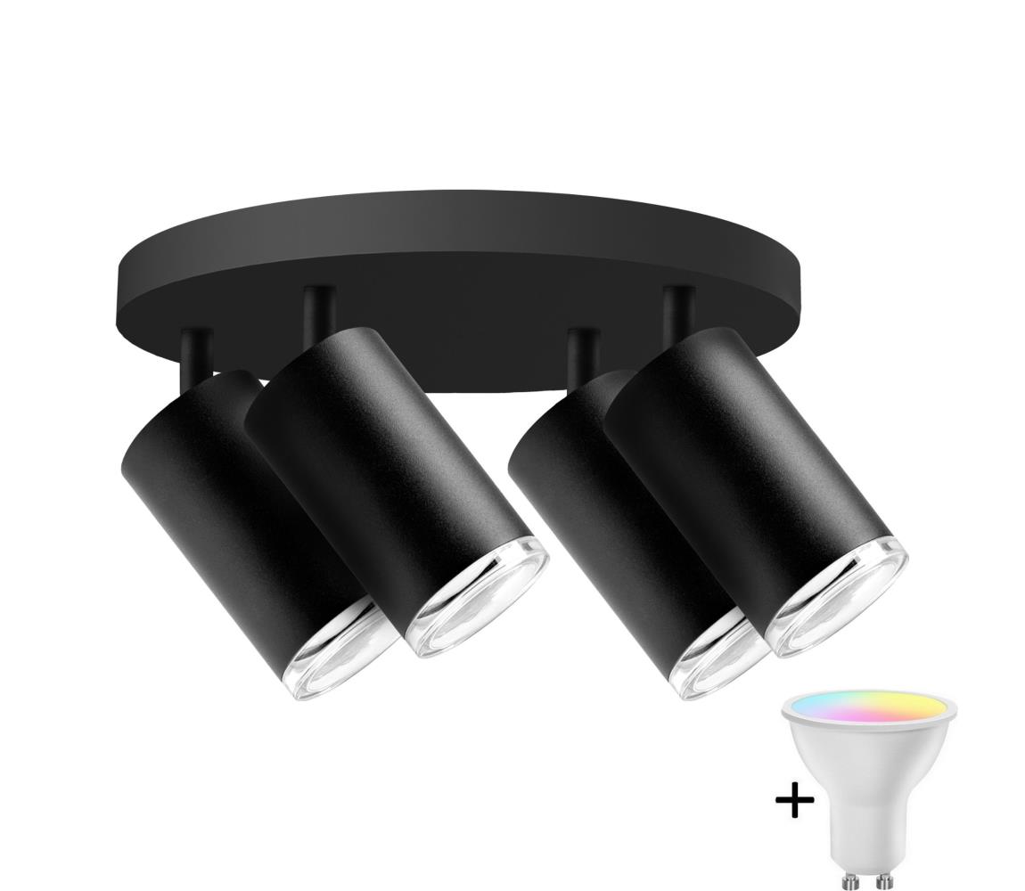 Donoci LED RGBW stmievateľné kúpeľňové bodové svietidlo TURYN 4xGU10/6,5W/230V IP44 čierne