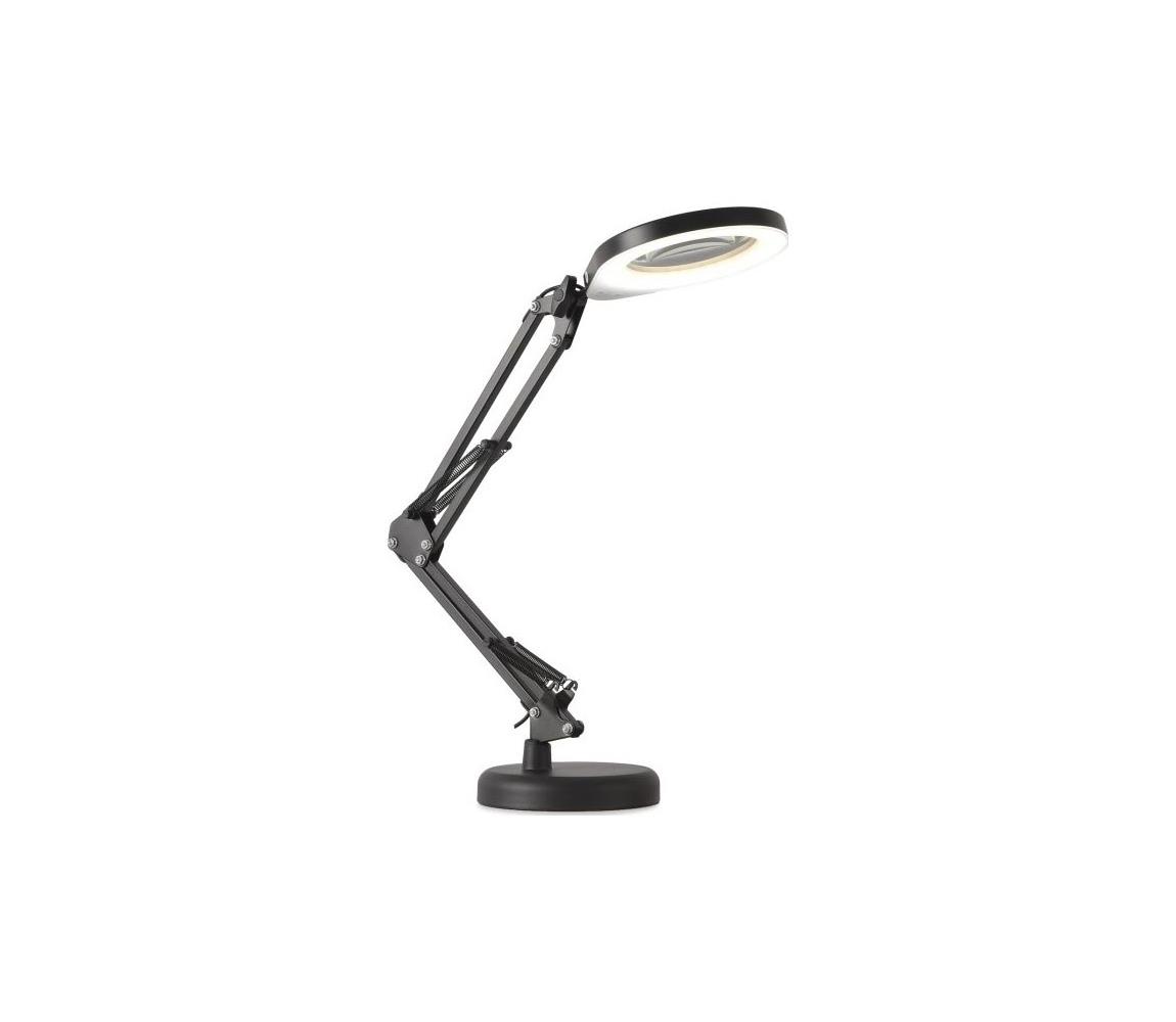 Donoci LED Stm. stolná lampa s lupou 2v1 AURIQ LOUPE LED/10W/5V 3000/4000/6500K čierna