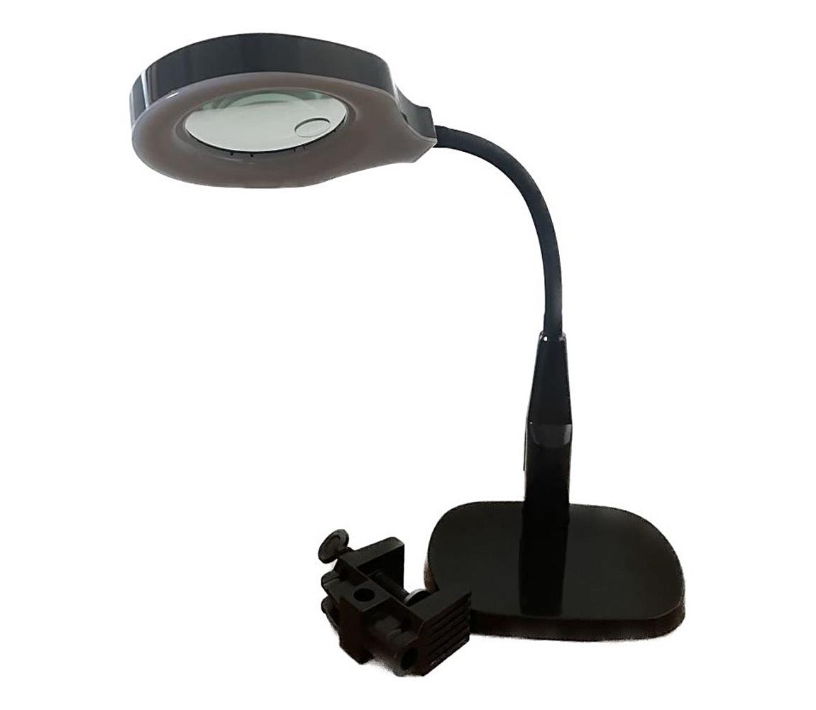 Donoci LED Stmievateľná stolná lampa s bifokálnou lupou LED/6W/230V čierna