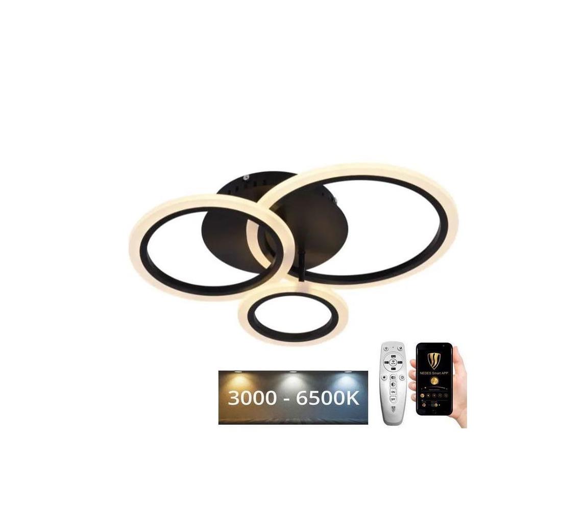 Donoci LED Stmievateľný prisadený luster LED/40W/230V čierna + diaľkové ovládanie J3340/B