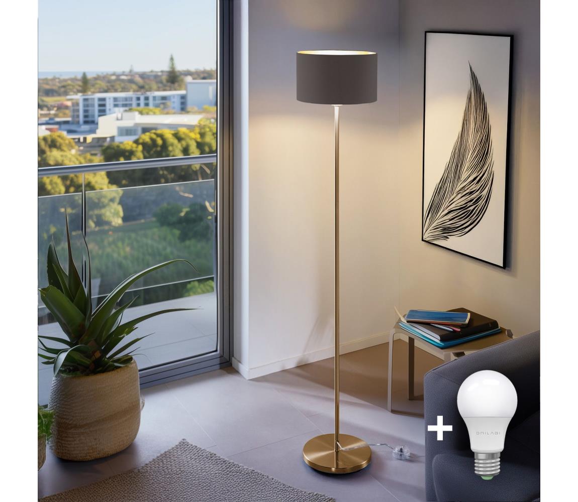 Donoci LED stojacia lampa TUNJA 1xE27/20W/230V pr. 30 cm zlatá/hnedá