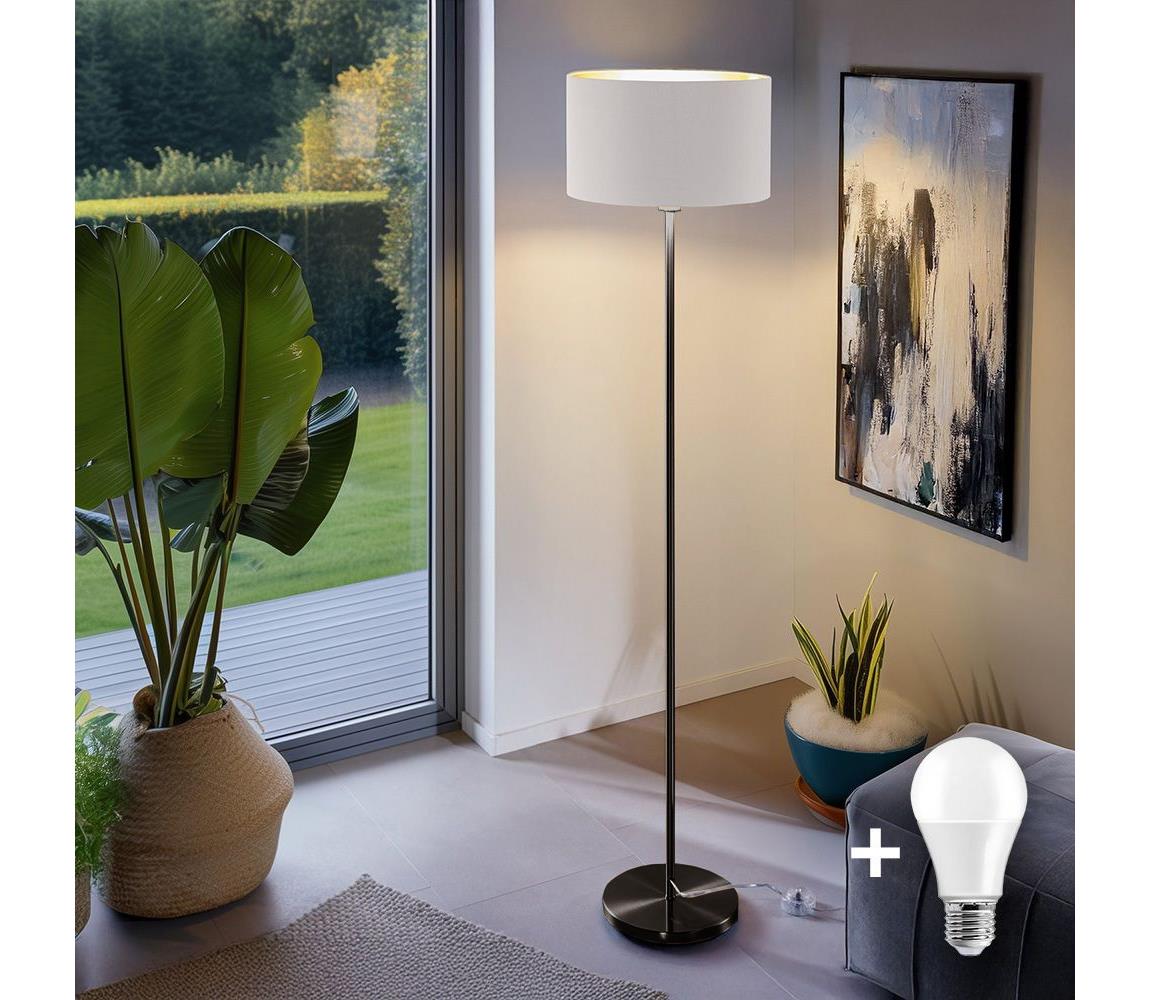 Donoci LED stojacia lampa TUNJA 1xE27/20W/230V pr. 38 cm čierna/biela 1xSA2187+1xEG32482