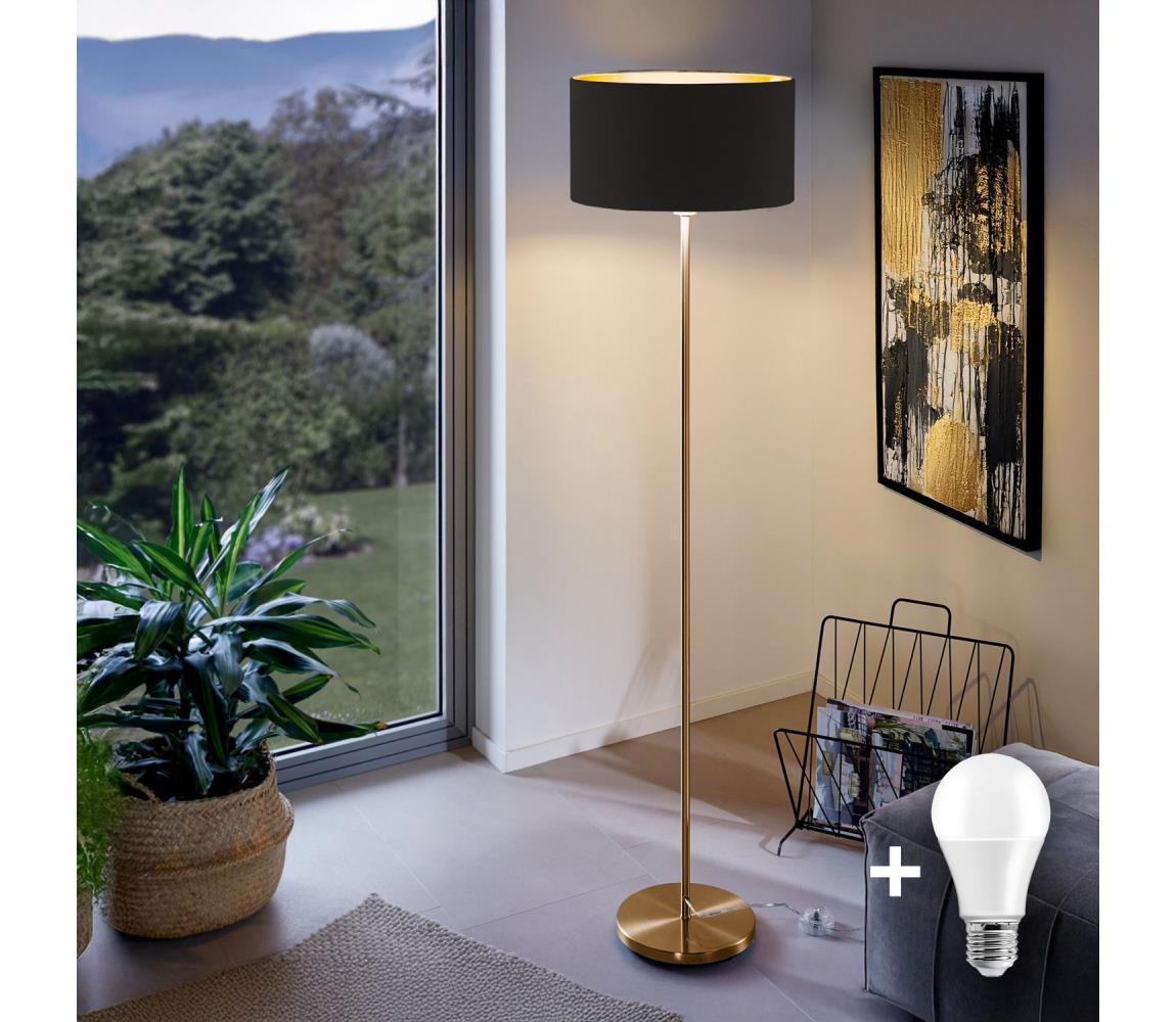 Donoci LED stojacia lampa TUNJA 1xE27/20W/230V pr. 38 cm zlatá/čierna