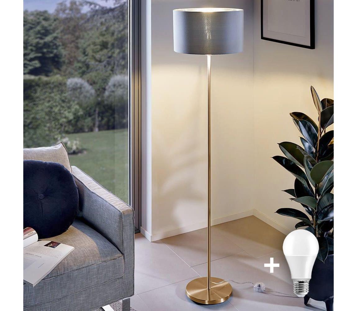 Donoci LED stojacia lampa TUNJA 1xE27/20W/230V pr. 38 cm zlatá/sivá