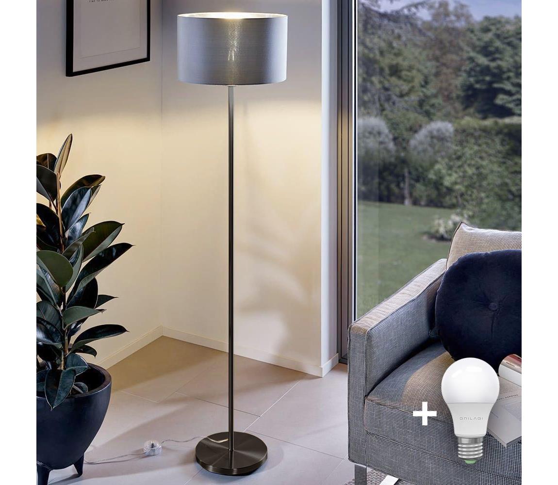 Donoci LED stojacia lampa TUNJA 1xE27/20W/230V priemer 30 cm čierna/šedá 1xSA2187+1xEG32489