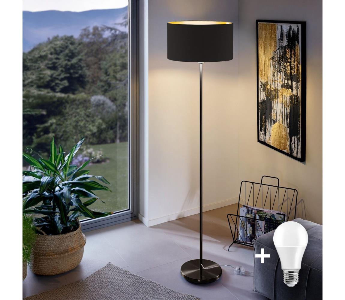 Donoci LED stojacia lampa TUNJA 1xE27/20W/230V, priemer 38 cm, čierna 1xSA2187+1xEG32486