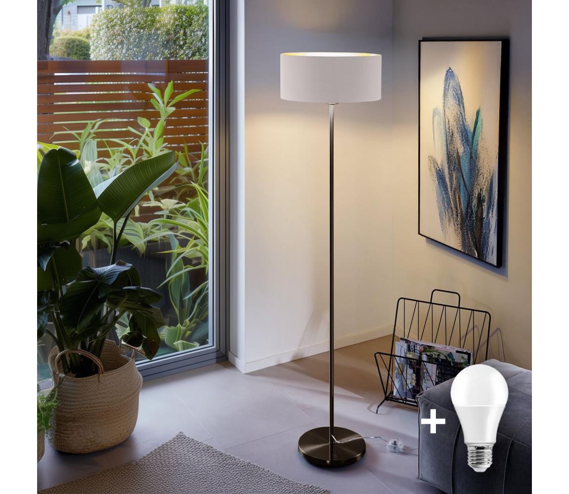 Donoci LED stojacia lampa TUNJA 1xE27/20W/230V priemer 38 cm čierna/biela 1xSA2187+1xEG32471