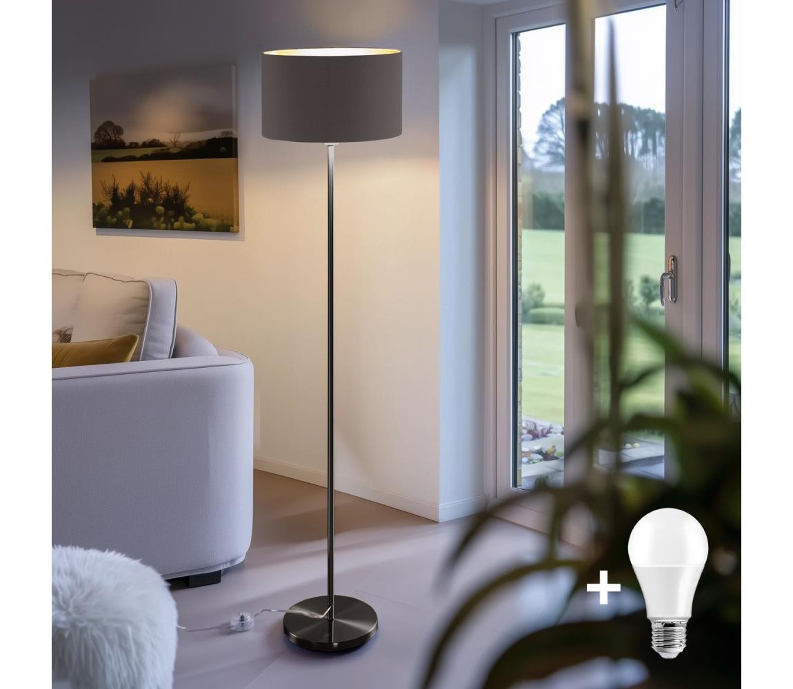 Donoci LED stojacia lampa TUNJA 1xE27/20W/230V priemer 38 cm čierna/hnedá 1xSA2187+1xEG32485