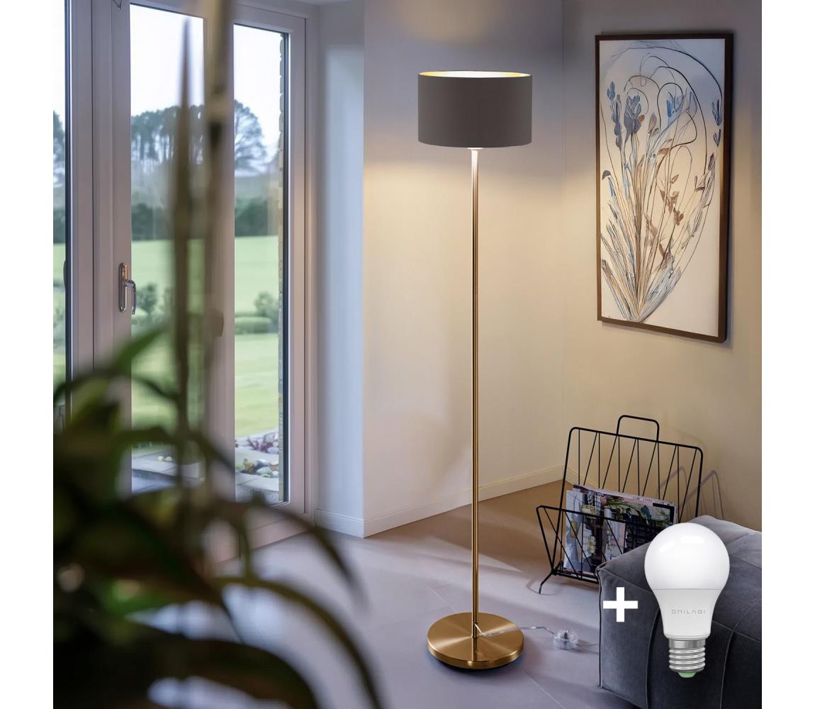 Donoci LED stojacia lampa TUNJA 1xE27/20W/230V Ø 30 cm zlatá/taupe