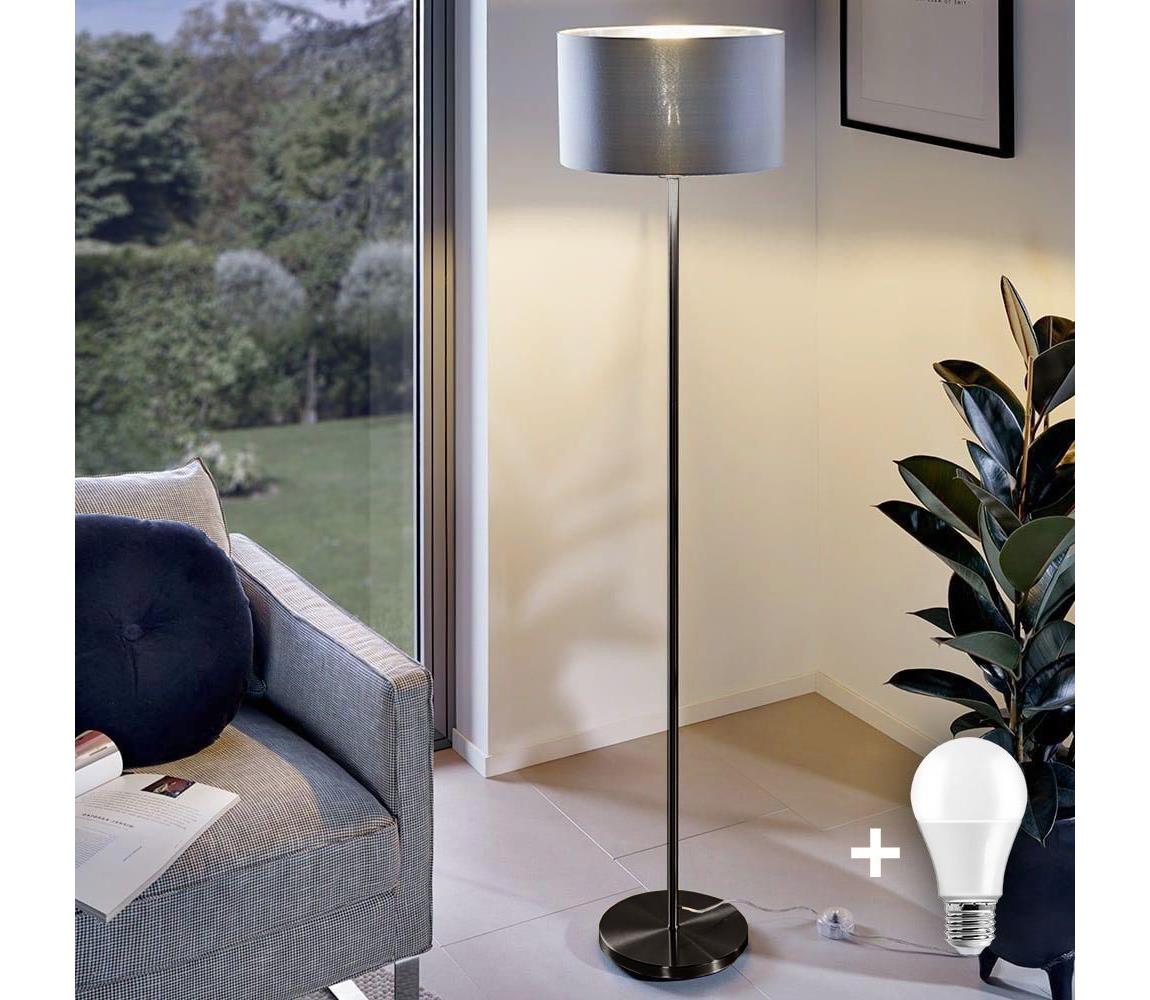 Donoci LED stojacia lampa TUNJA 1xE27/20W/230V Ø 38 cm čierna/šedá 1xSA2187+1xEG32484