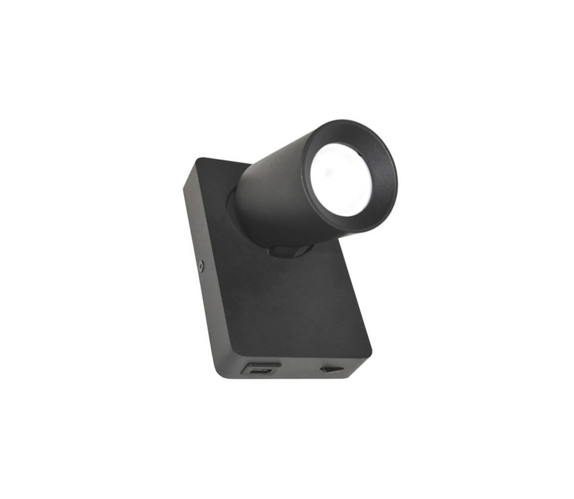 Donoci Nástenné bodové svietidlo TAFT 1xGU10/30W/230V USB čierna