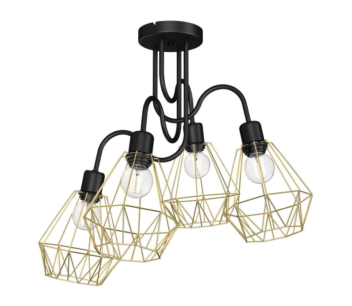 Donoci Prisadený luster BERGEN 4xE27/60W/230V čierna/zlatá 0316