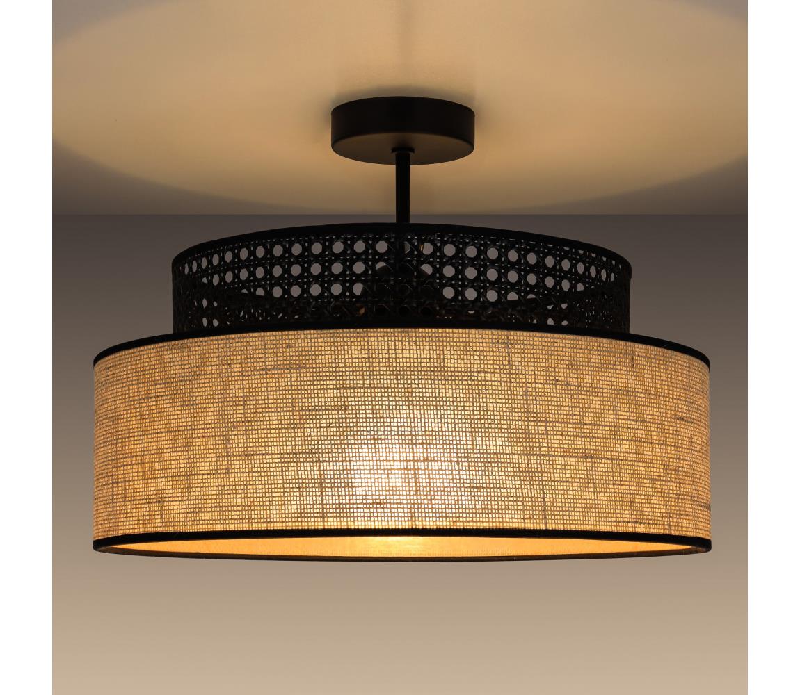Donoci Prisadený luster BOHO 1xE27/60W/230V pr. 40 cm čierna/ratan 0647