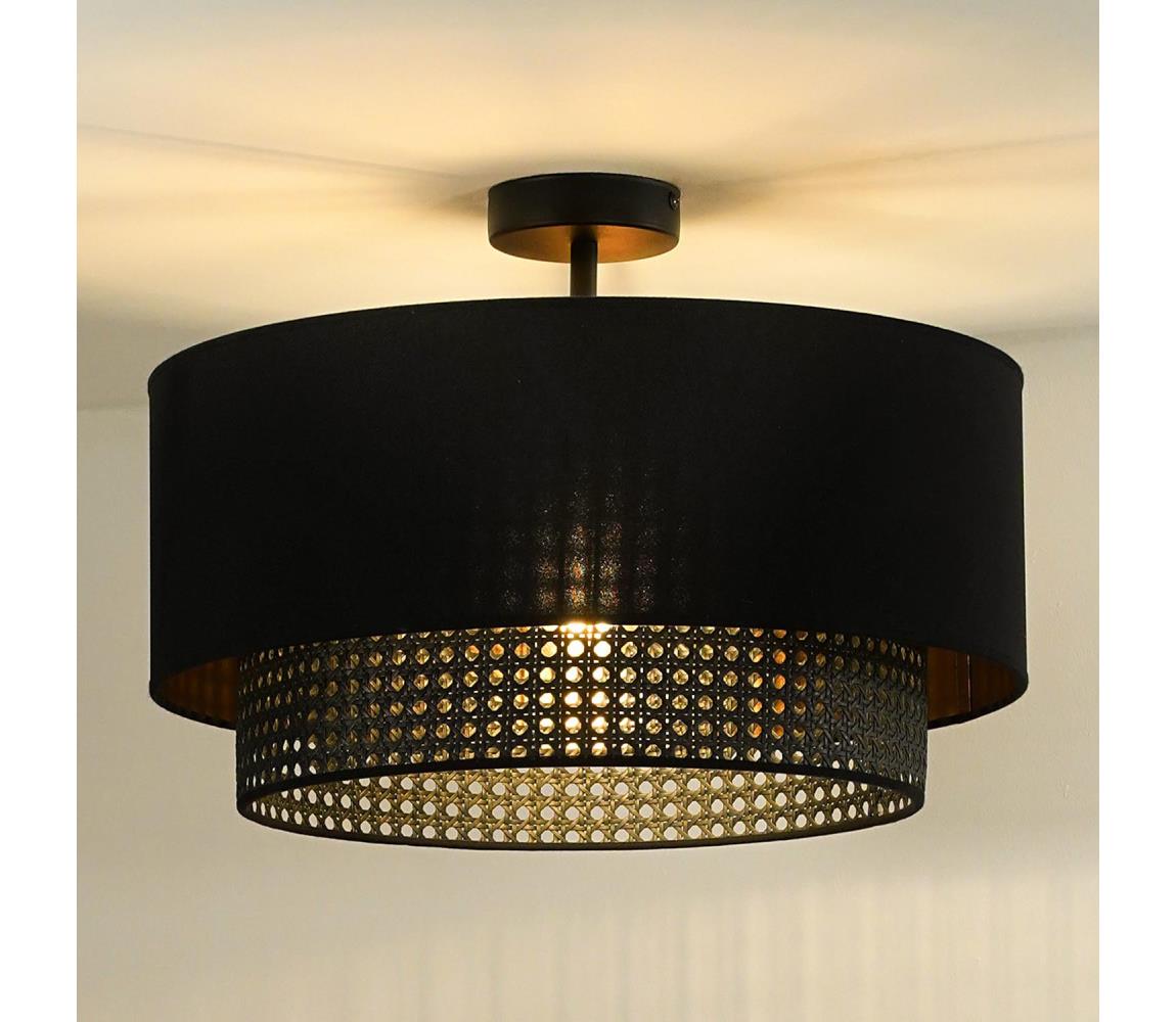 Donoci Prisadený luster BOHO RATTAN 1xE27/15W/230V pr. 45 cm čierna 604666