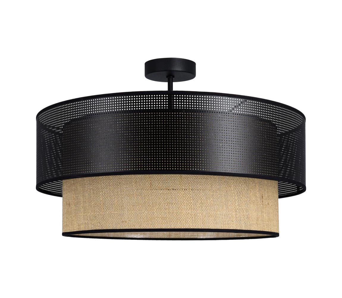 Donoci Prisadený luster BORHO 1xE27/60W/230V čierna/juta 0375