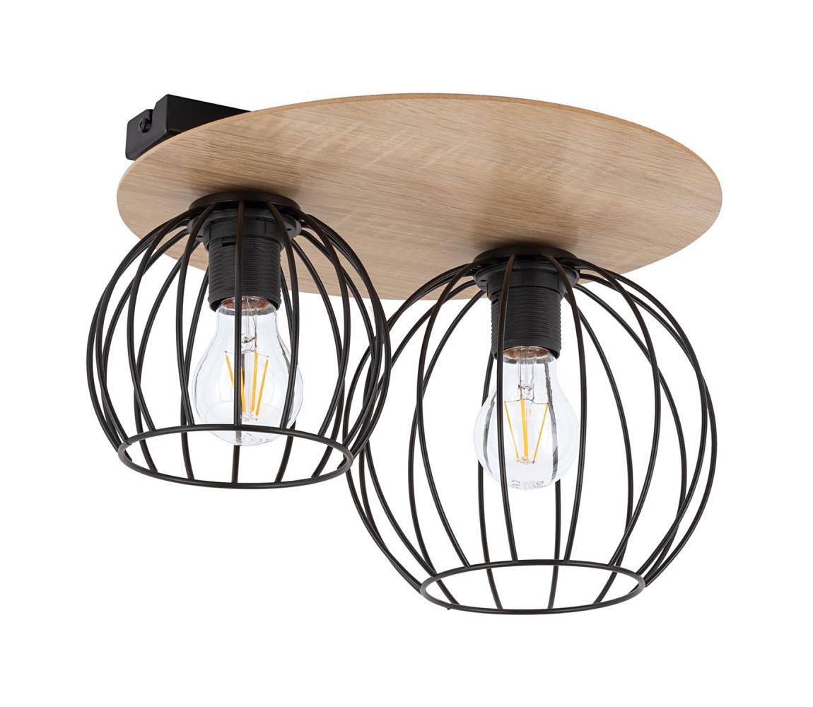 Donoci Prisadený luster CYBER 2xE27/60W/230V drevo/čierna 32355