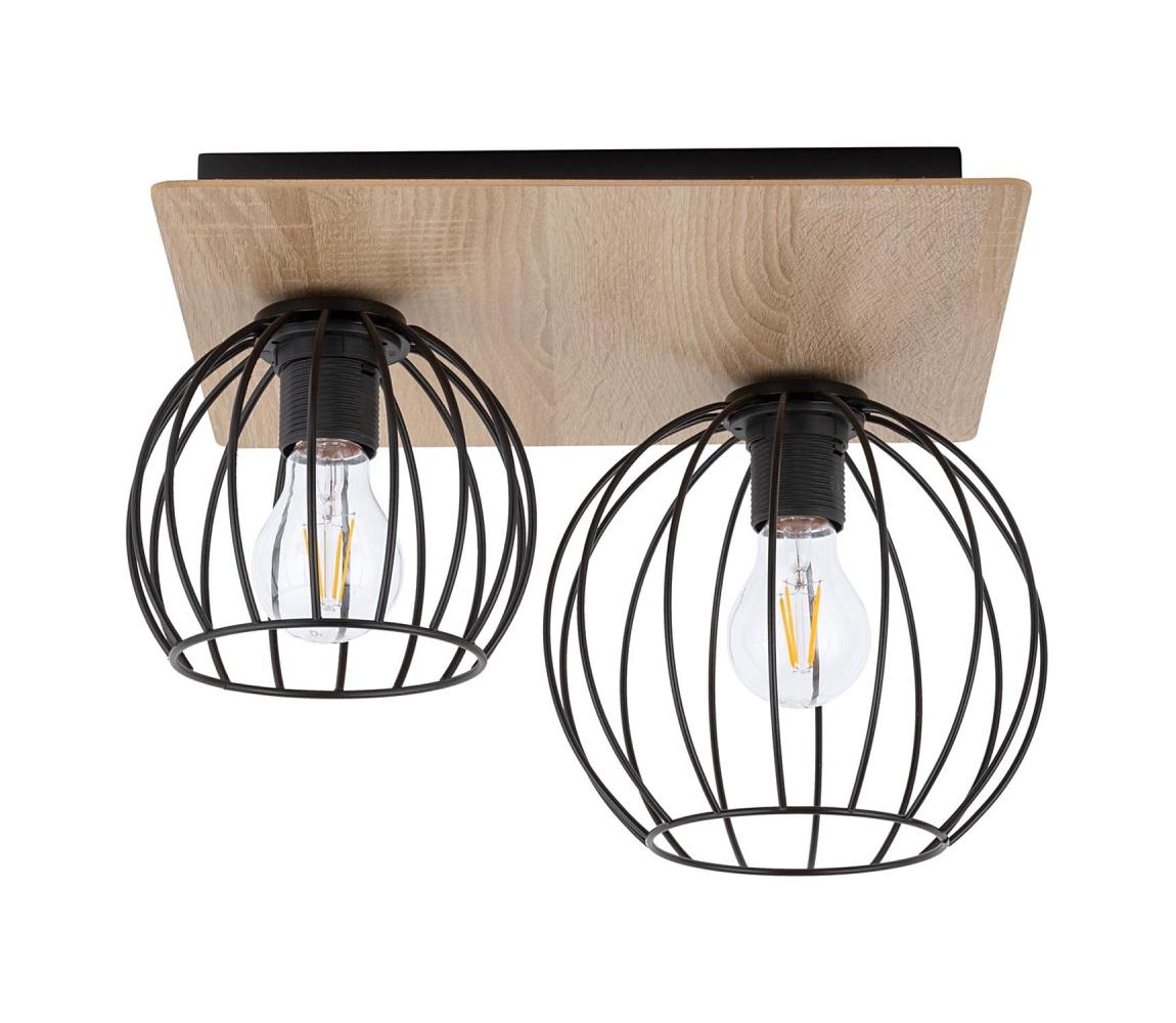 Donoci Prisadený luster CYBER 2xE27/60W/230V drevo/čierna 32358