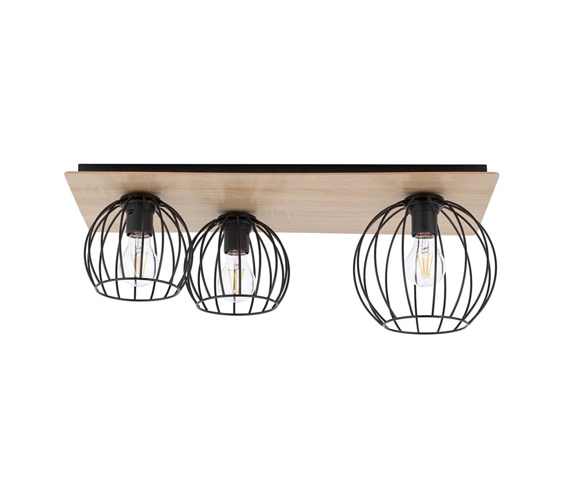 Donoci Prisadený luster CYBER 3xE27/60W/230V drevo/čierna 32359