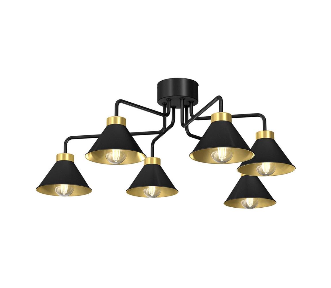 Donoci Prisadený luster DEMET 6xE27/60W/230V čierna/zlatá 0631