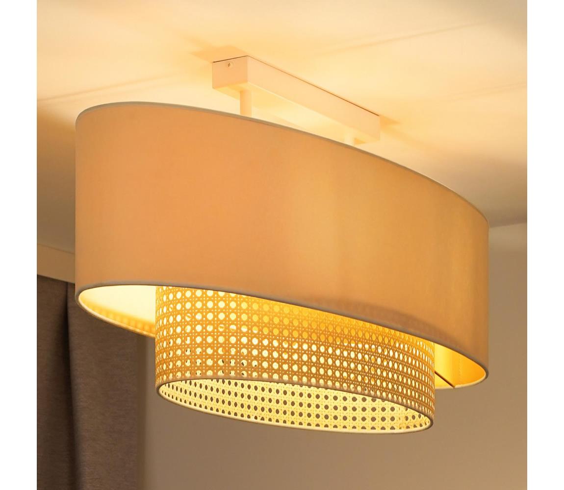 Donoci Prisadený luster DOUBLE OVAL RATTAN 2xE27/15W/230V krémová/ratan 604574