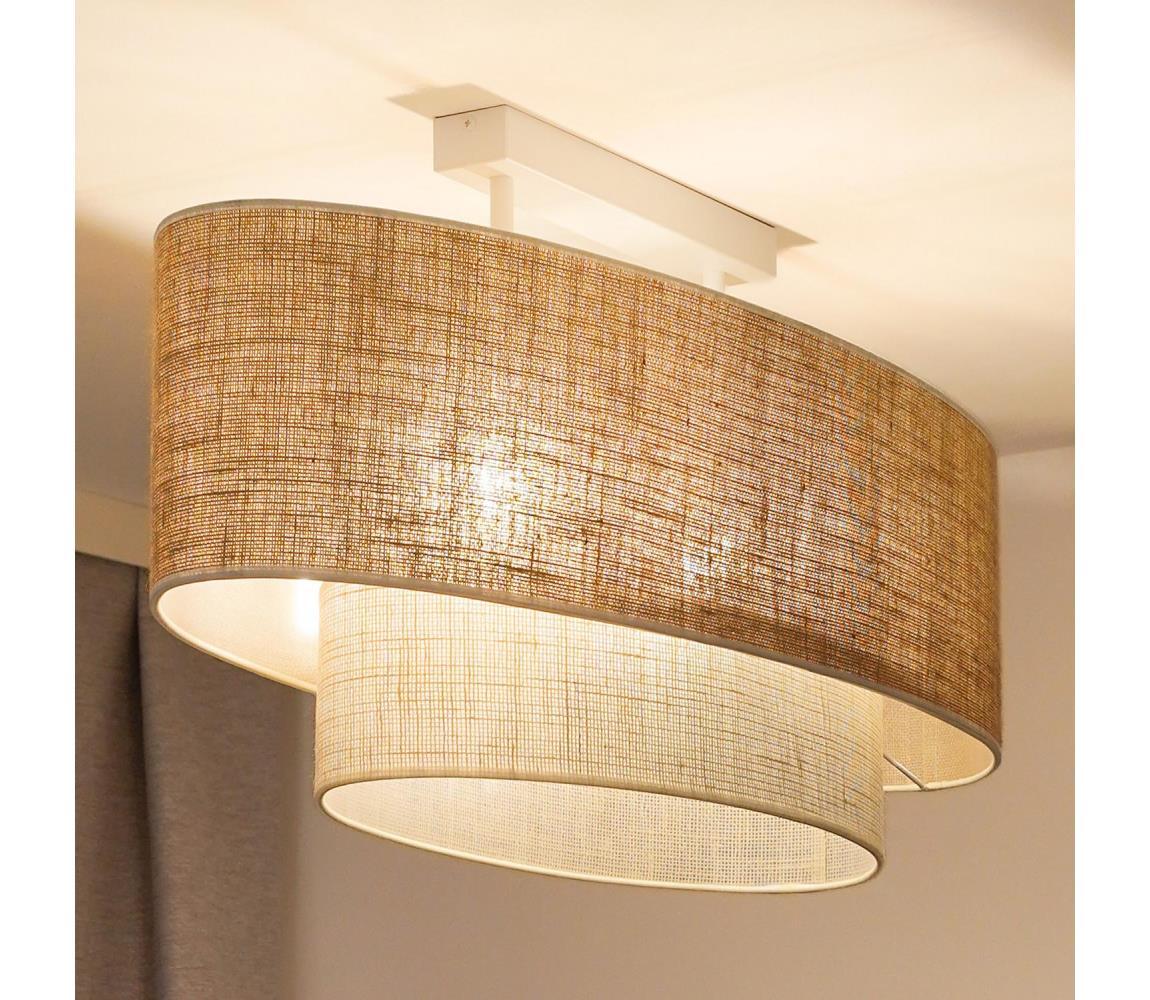 Donoci Prisadený luster DOUBLE OVAL YUTE 2xE27/15W/230V hnedá/krémová 604550