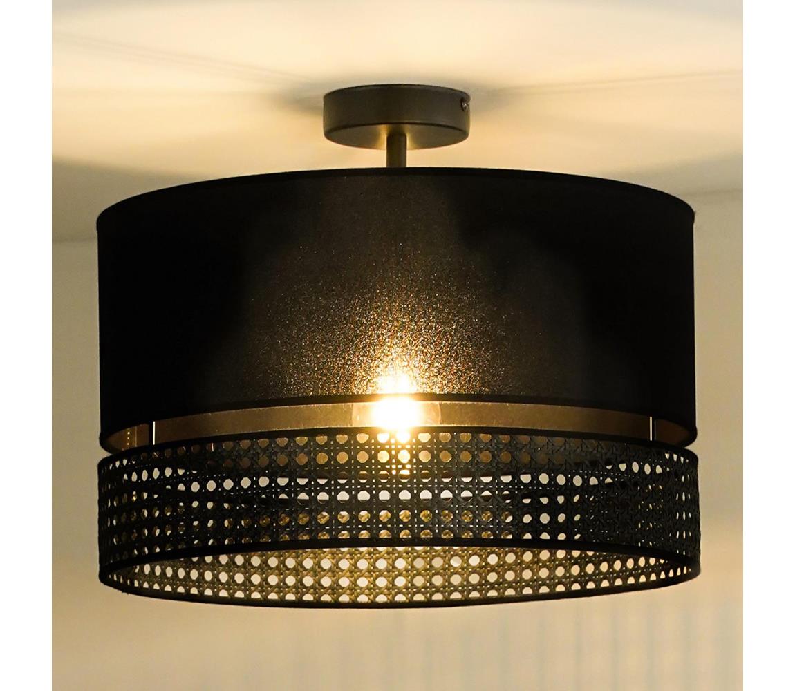 Donoci Prisadený luster DOUBLE RATTAN 1xE27/15W/230V pr. 40 cm čierna 604642