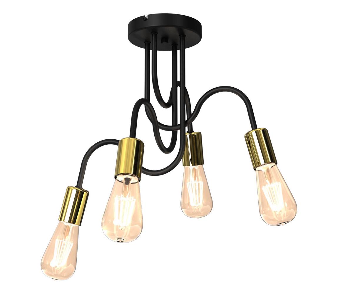 Donoci Prisadený luster DOW 4xE27/60W/230V čierna/zlatá 7994