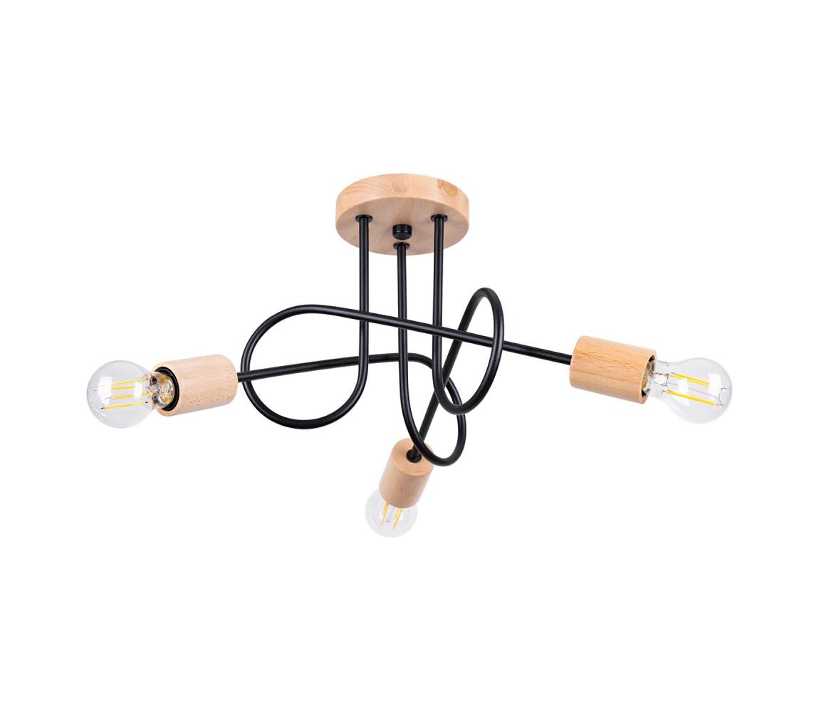 Donoci Prisadený luster EMBER 3xE27/15W/230V čierna/béžová/buk SL.1477