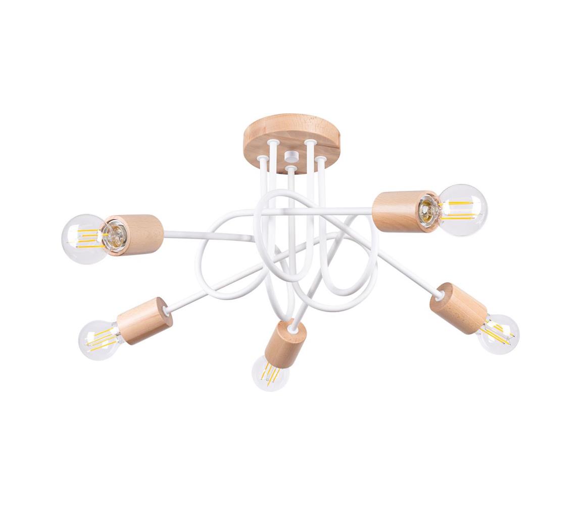 Donoci Prisadený luster EMBER 5xE27/15W/230V biela/béžová/buk SL.1475