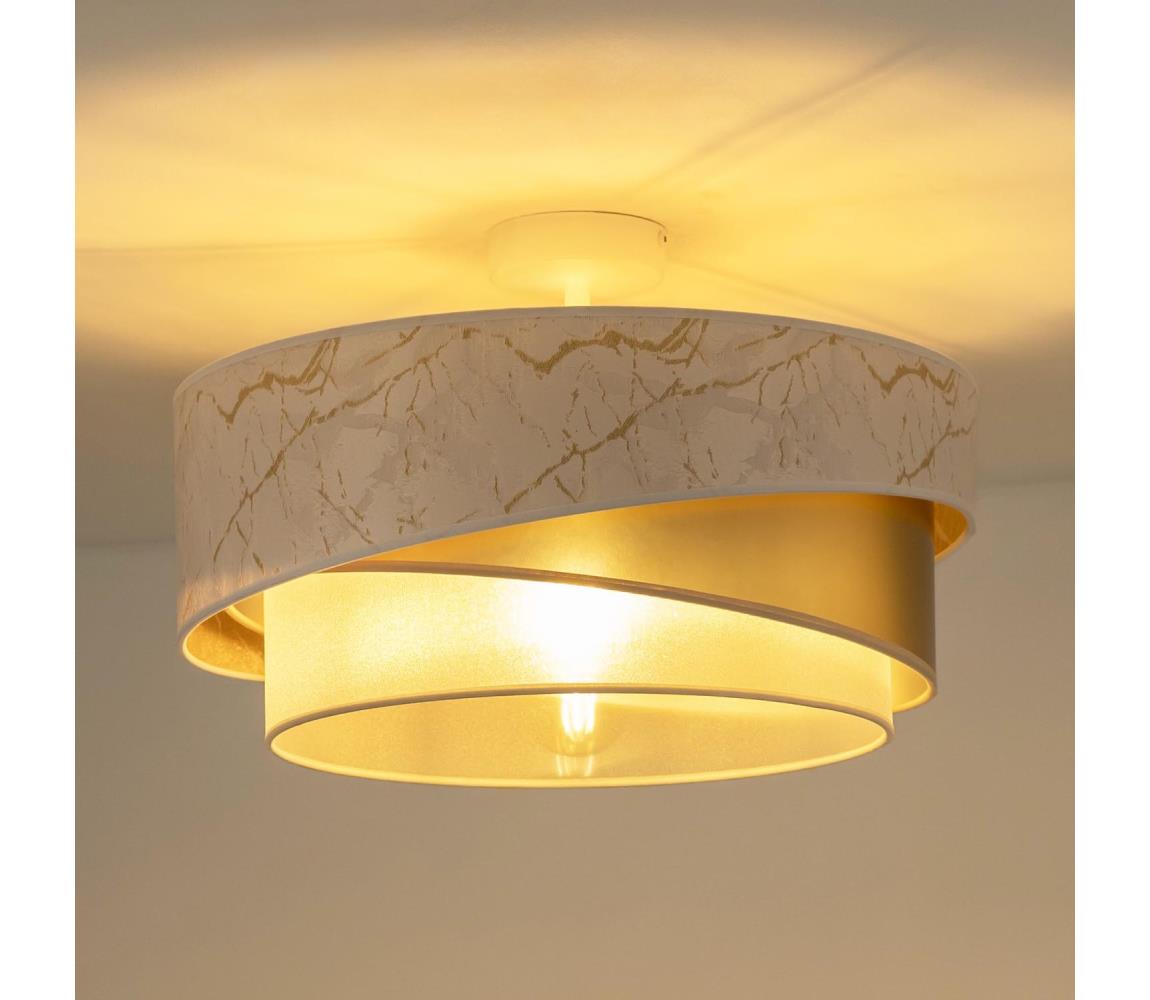 Donoci Prisadený luster KOBO 1xE27/15W/230V pr. 45 cm biela/zlatá 605489